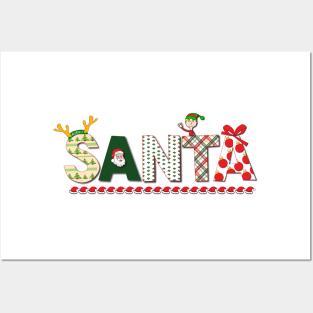 Santa in Big Letters Posters and Art